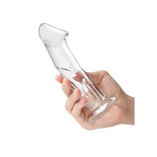 6" Glass Dildo with Veins & Flat Base - Realistic Glass Dildo Glas