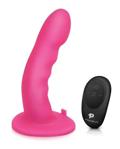 6" Rechargeable vibrating strap on with Remote Pegasus