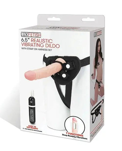 6.5" Realistic Vibrating Dildo with Strap On Harness Set LUX Fetish