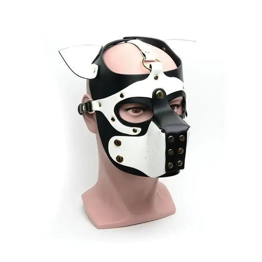 665 Bondage Pup Hood - Black/White Dog Mask 665