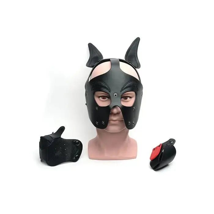 665 Playful Pup Hood - Black Dog Mask 665
