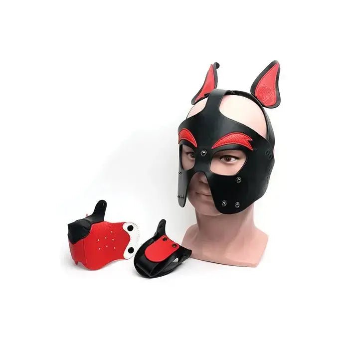 665 Playful Pup Hood - Black / Red/ White 665