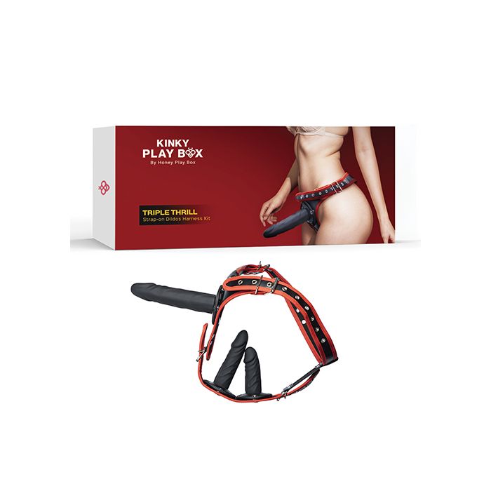 Triple Thrill Strap-On Harness Kit Honey Play Box