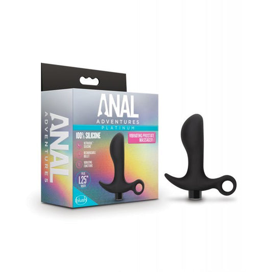 Anal Adventures Silicone Prostate Massager - Vibrating Anal Plug Blush