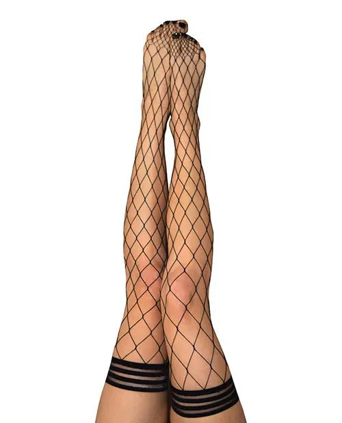 Kix'ies Michelle Large Fishnet Thigh High Black Kix'ies