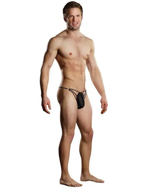Male Power G-String with Straps & Rings Black Male Power
