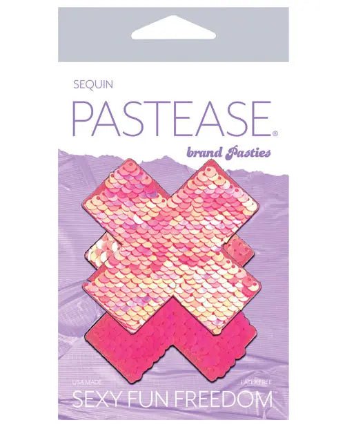 Pastease Color Changing Flip Sequins Cross - Hot Pink & Matte Pink Pasties