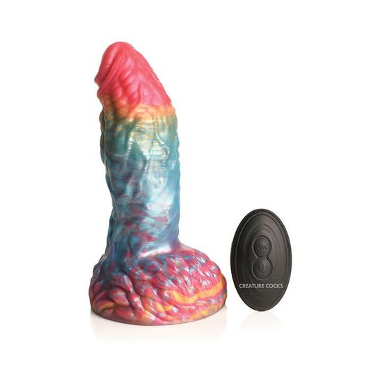 Rainbow Phoenix Vibrating Dildo with Remote Control Creature Cocks