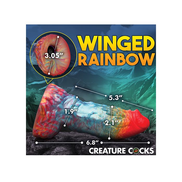 Rainbow Phoenix Vibrating Dildo with Remote Control Creature Cocks