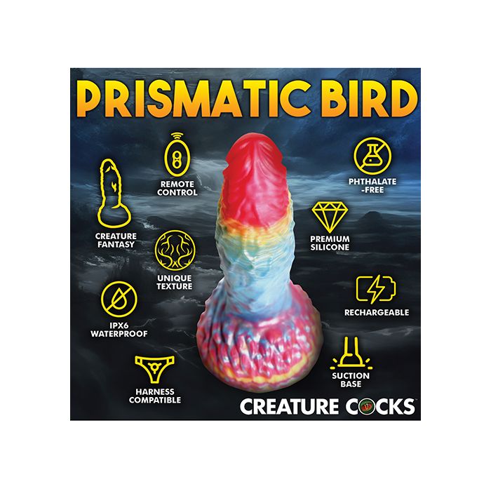 Rainbow Phoenix Vibrating Dildo with Remote Control Creature Cocks