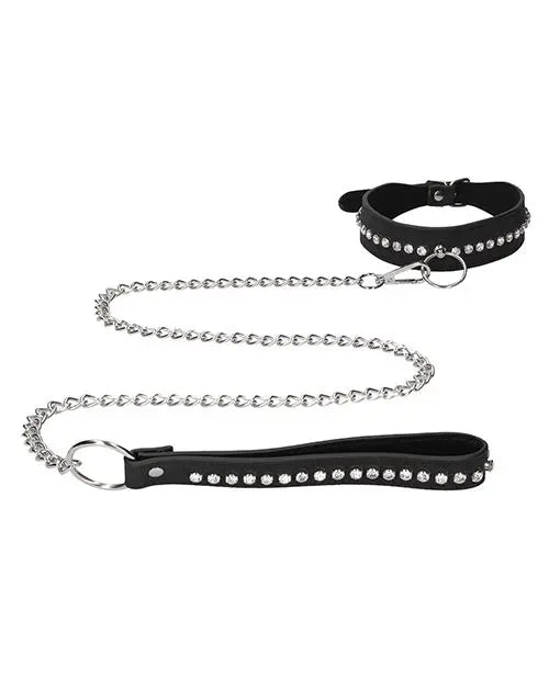 Shots Ouch Diamond Studded Collar with Leash Shots