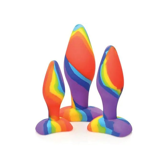 Simply Sweet Rainbow Silicone Butt Plug Set - Rainbow Butt Plugs Curve Toys