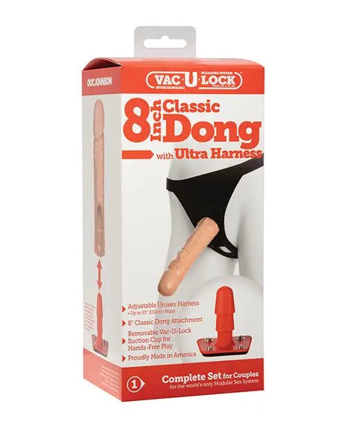 Ultra Harness 2 Set with 8" Dong & Powder Vac-U-Lock
