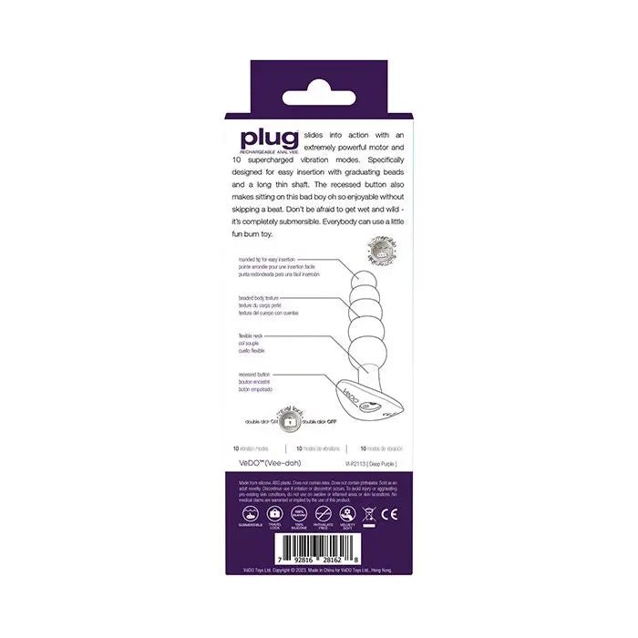 VeDO Plug Rechargeable Vibrating Anal Plug VeDO