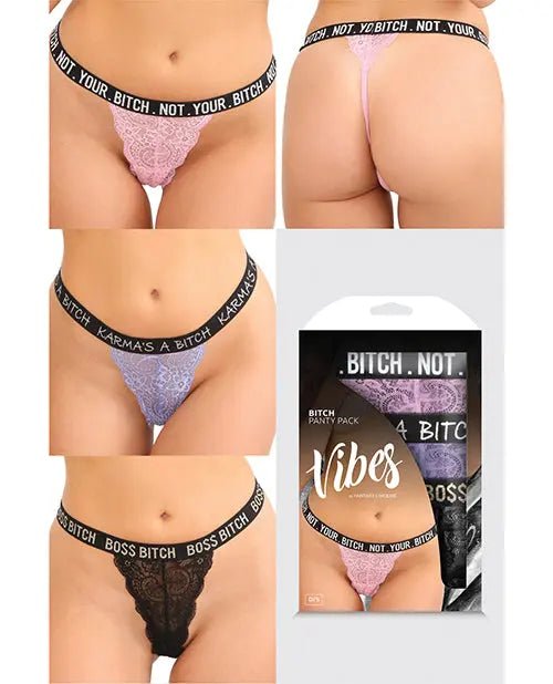 Vibes Bitch 3 Pack Lace Panty Assorted Colors Vibes