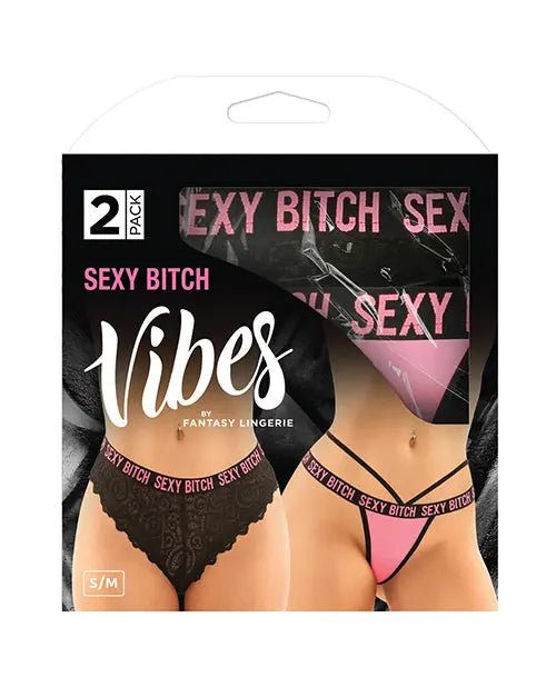 Vibes Buddy Sexy Bitch Lace Panty & Micro Thong Vibes