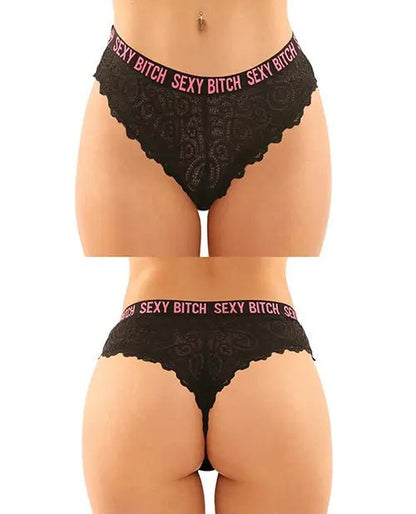 Vibes Buddy Sexy Bitch Lace Panty & Micro Thong Vibes