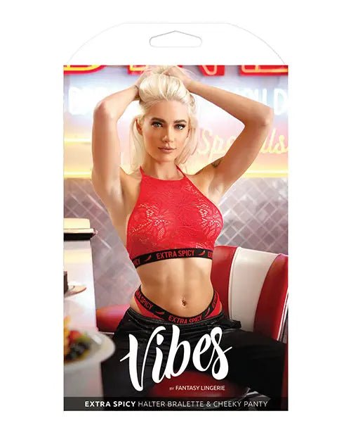 Vibes Extra Spicy Halter Bralette & Cheeky Panty Chili Red Vibes