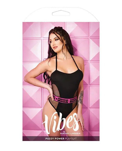 Vibes Pussy Power Micro-Net Playsuit Black Vibes
