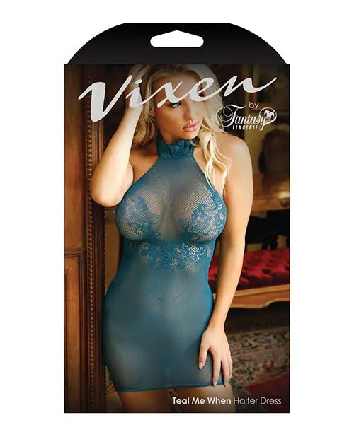 Vixen Teal Me When Halter Net Dress Vixen