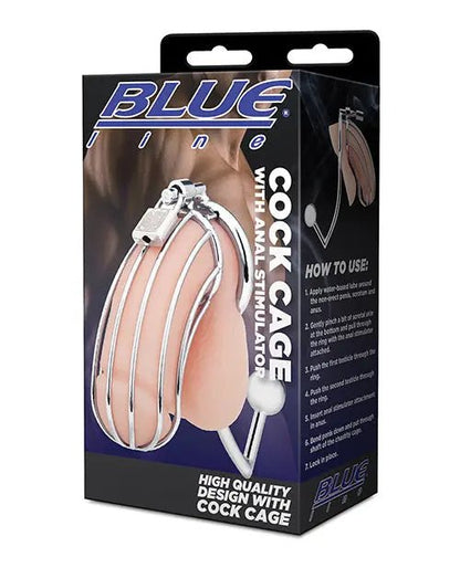 Blue Line Cock Cage with Anal Stimulator Blue line