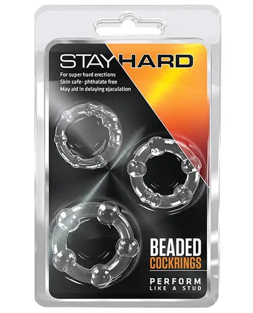 Blush Stay Hard Beaded Cock Rings 3 Pack Blush