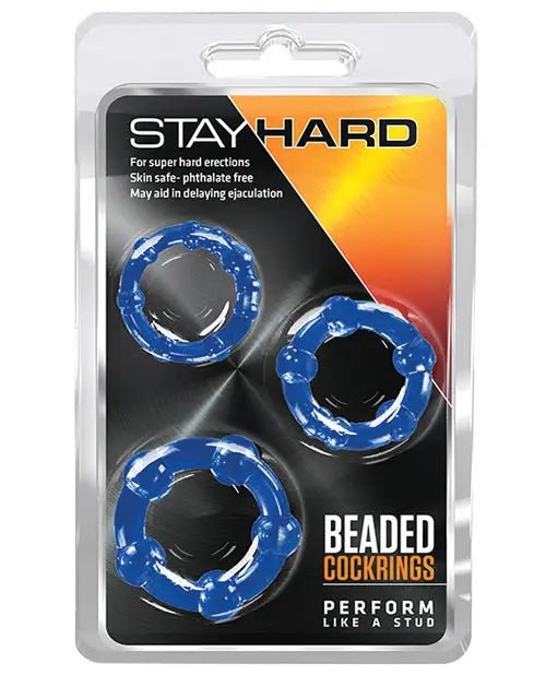 Blush Stay Hard Beaded Cock Rings 3 Pack Blush