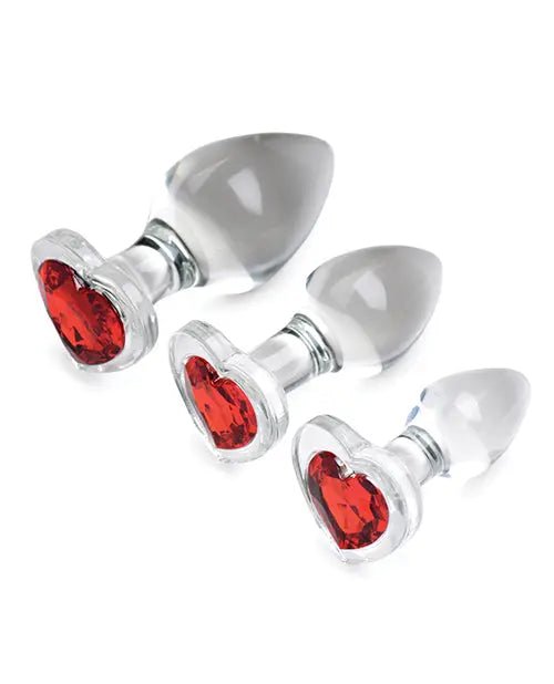 Booty Sparks Red Heart Gem Glass Anal Plug Set or Singles Booty Sparks