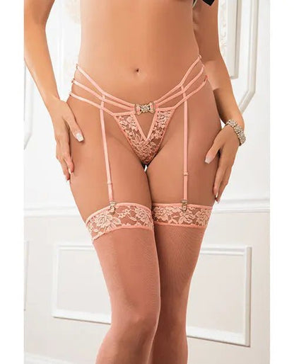 Diamantee Garter Thong & Stockings - Women's Lingerie SinSationes