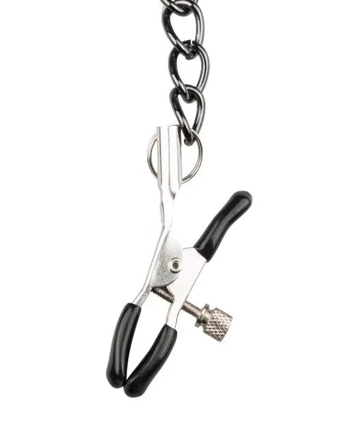Faux Leather Collar with Nipple Chains Easy Toys