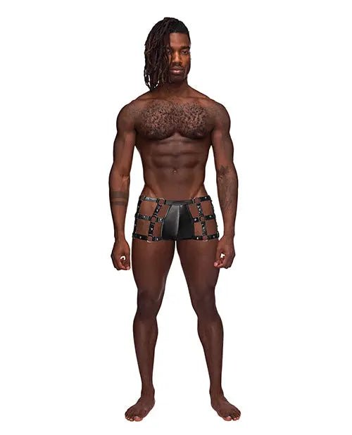 Fetish Vulcan Nylon Spandex Caged Short Black Male Power