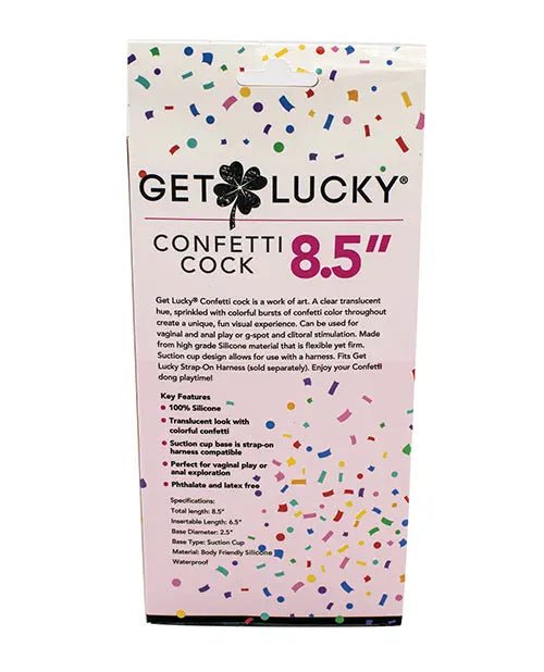 Get Lucky 8.5" Real Skin Confetti Strap On Compatible Dildo Get Lucky