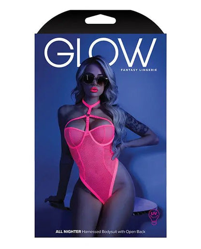 Glow Black Light Harness Mesh Body Suit - Glow in the Dark Lingerie Glow