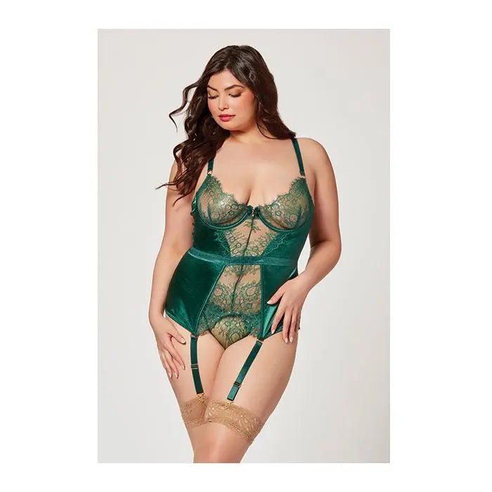 Holiday Lace & Satin Bustier with Removable Garters & G-String - Christmas Lingerie Seven till midnight