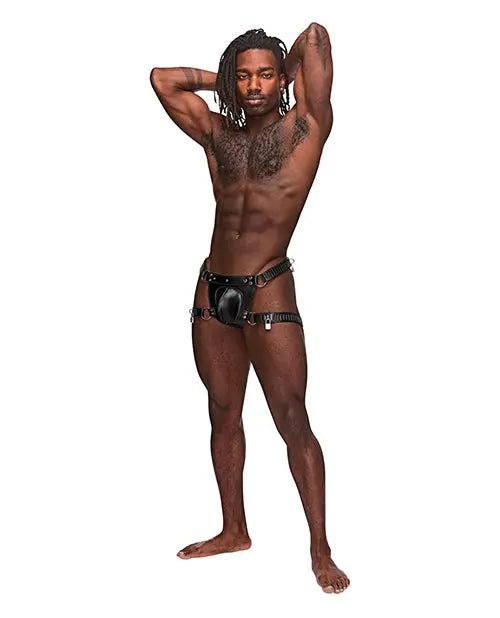 Leather Scorpio Adjustable Waist & Leg Band Thong Male Power