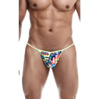 Male Basics Sinful Hipster Wow T Thong G-String Yellow Print Male Basics