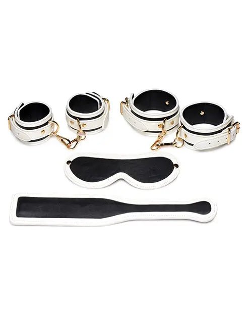 Master Series Kink in the Dark Glowing Cuffs & Blindfold & Paddle Set - Glowing Bondage Kit Master Series