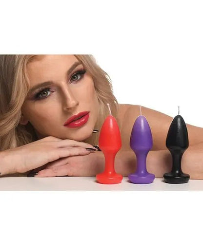 Master Series Kink Inferno Butt Plug Candles - Black/Purple/Red Master Series