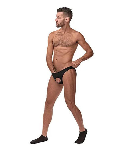 Nylon Spandex Pouchless Brief Black Male Power