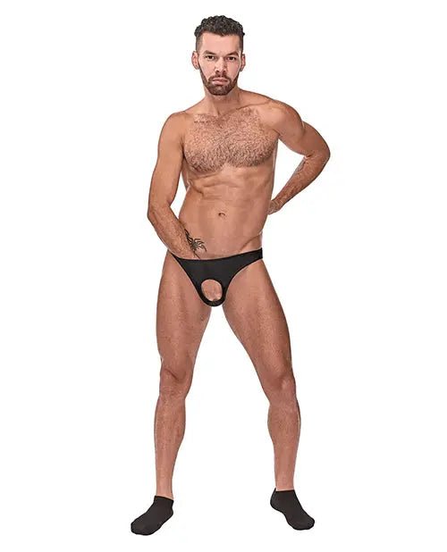 Nylon Spandex Pouchless Brief Black Male Power