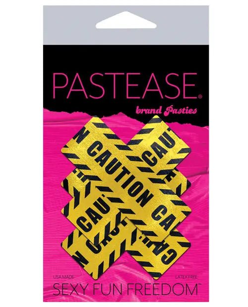 Pastease Caution Cross - Black/Yellow Pasties