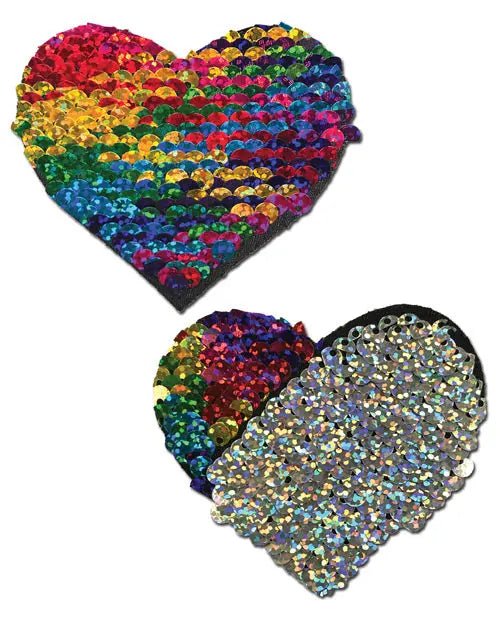 Pastease Color Changing Flip Sequins Rainbow Heart Pasties