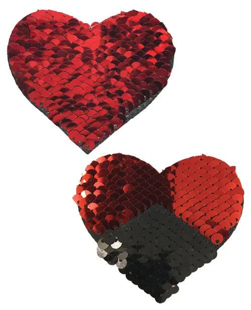 Pastease Color Changing Flip Sequins Ruby Hearts Pasties