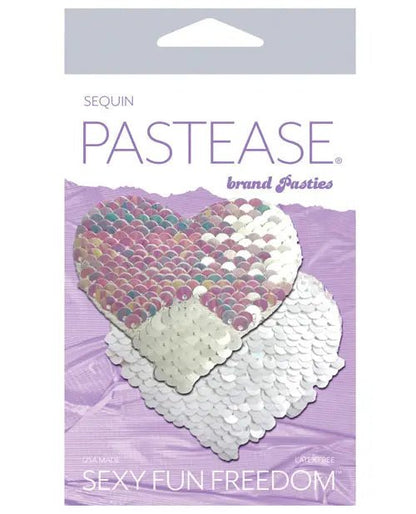 Pastease Color Changing Flip Sequins Silver Heart Pasties