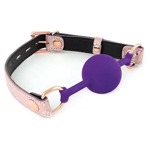 Purple and Pink Silicone Gag with Leather Lining Spartacus
