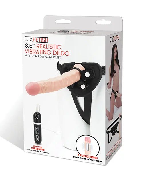 Realistic 8.5" Vibrating Dildo with Strap On Harness Set LUX Fetish