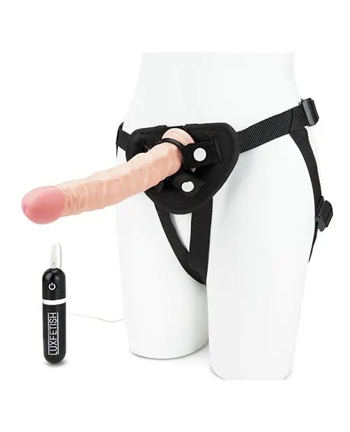 Realistic 8.5" Vibrating Dildo with Strap On Harness Set LUX Fetish