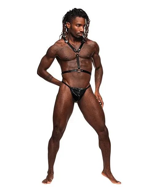 Sagittarius PU Leather Chest & Winged Back Harness Male Power