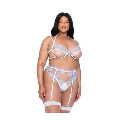 Snow Queen Metallic Snowflake Embroidered Bra & High Waisted Thong - Christmas Lingerie Roma Costume